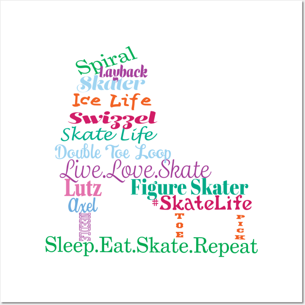 Colorful Figure Skate Words Design Wall Art by PurposelyDesigned